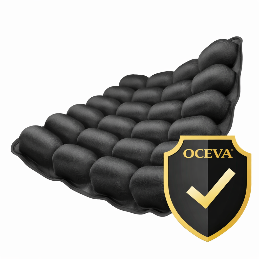OCEVA seat cushion premium design with brand quality badge representing comfort support and reliability